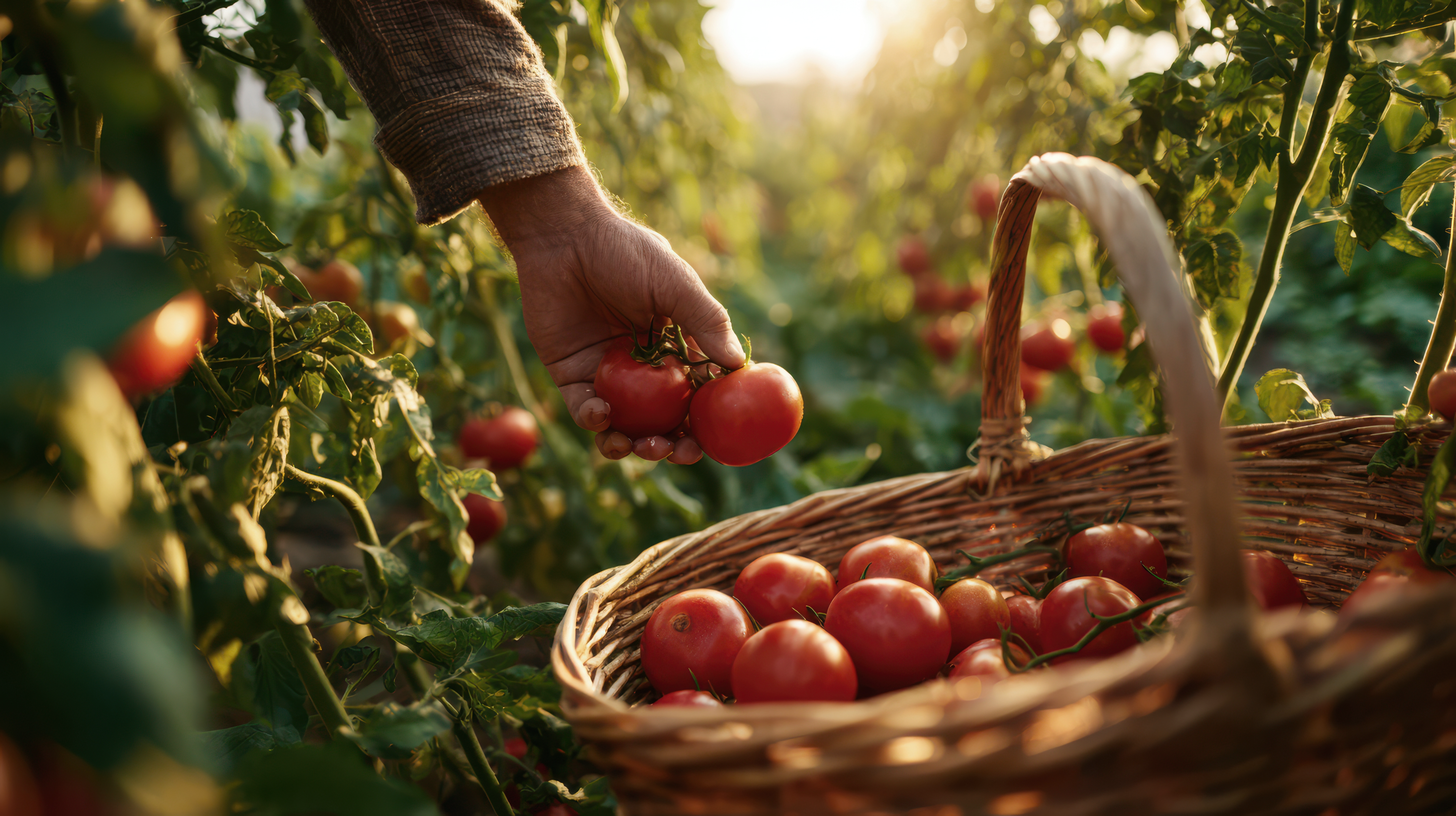 Vibrant farm market with fresh produce in natural setting
